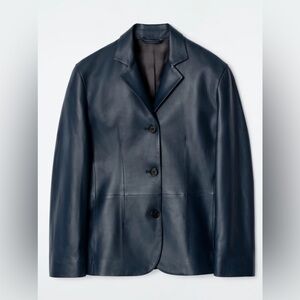 COS LEATHER SINGLE-BREASTED BLAZER